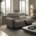 Canapé 3 places électrique relax zéro gravity cuir gris éléphant - BALCO