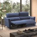 Canapé 3 places élec relax zéro gravity tissu waterproof bleu - GARIOS