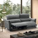 Canapé 3 places élec relax zéro gravity tissu waterproof gris - GARIOS