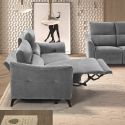 Canapé 3 places élec relax zéro gravity tissu waterproof gris - GARIOS