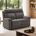 Canapé 2 places fixe tissu waterproof gris - BRIANA