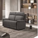 Canapé 2 places fixe tissu waterproof gris - BRIANA