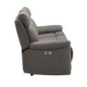 Canapé 3 places relax électrique tissu waterproof gris - BRIANA
