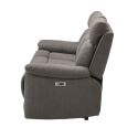 Canapé 3 places relax électrique tissu waterproof gris - BRIANA