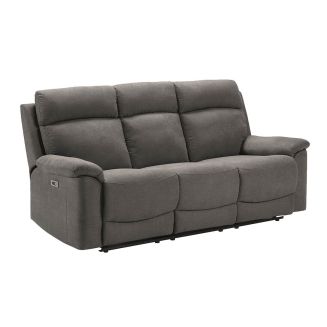 Canapé 3 places relax électrique tissu waterproof gris - BRIANA