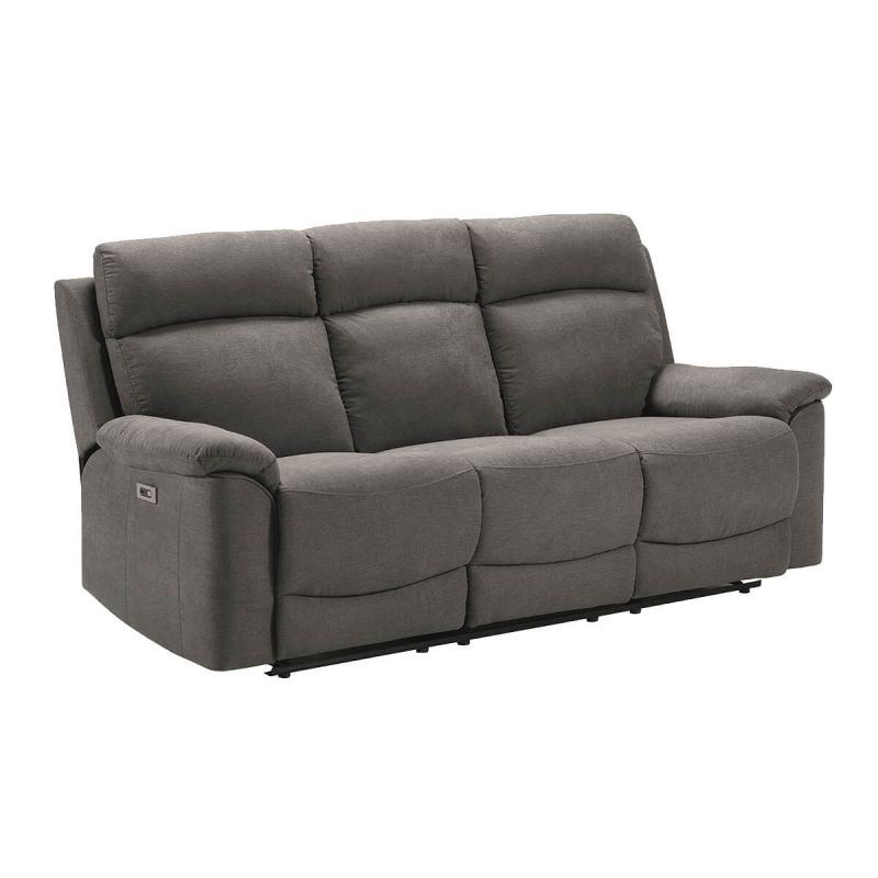 Canapé 3 places relax électrique tissu waterproof gris - BRIANA