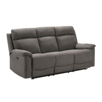 Canapé 3 places relax manuel tissu waterproof gris - BRIANA