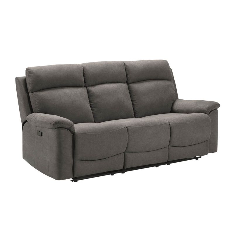 Canapé 3 places relax manuel tissu waterproof gris - BRIANA
