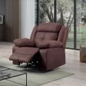 Fauteuil relax électrique tissu aspect peau chocolat - ADOLIS