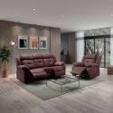 Fauteuil relax électrique tissu aspect peau chocolat - ADOLIS