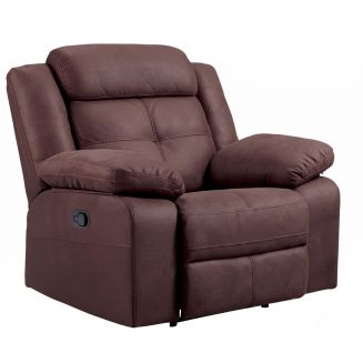 Fauteuil relax manuel tissu aspect peau chocolat - ADOLIS