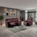 Fauteuil relax manuel tissu aspect peau chocolat - ADOLIS