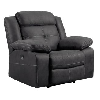 Fauteuil relax électrique tissu aspect peau gris - ADOLIS