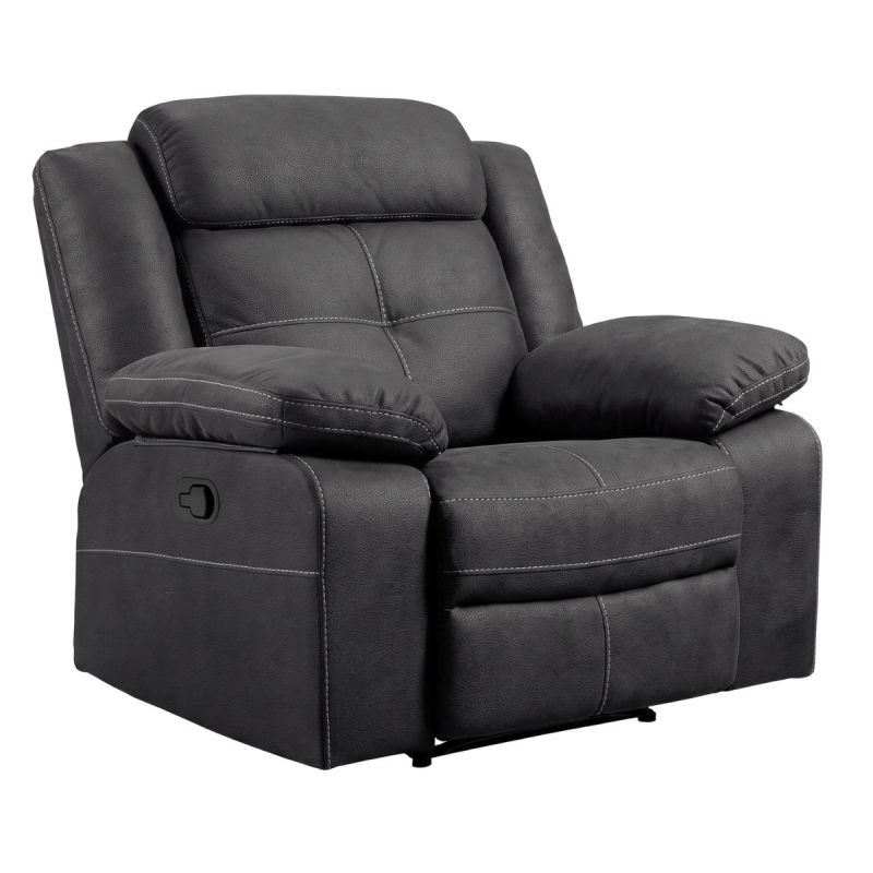 Fauteuil relax manuel tissu aspect peau gris - ADOLIS