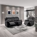 Fauteuil relax manuel tissu aspect peau gris - ADOLIS