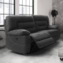 Canapé 3 places relax électrique tissu aspect peau anthracite- ORTOLIS