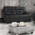 Canapé 2 places relax électrique tissu aspect peau anthracite- ORTOLIS