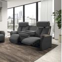 Canapé 3 places relax électrique New Nobuck gris foncé et beige - ODEON
