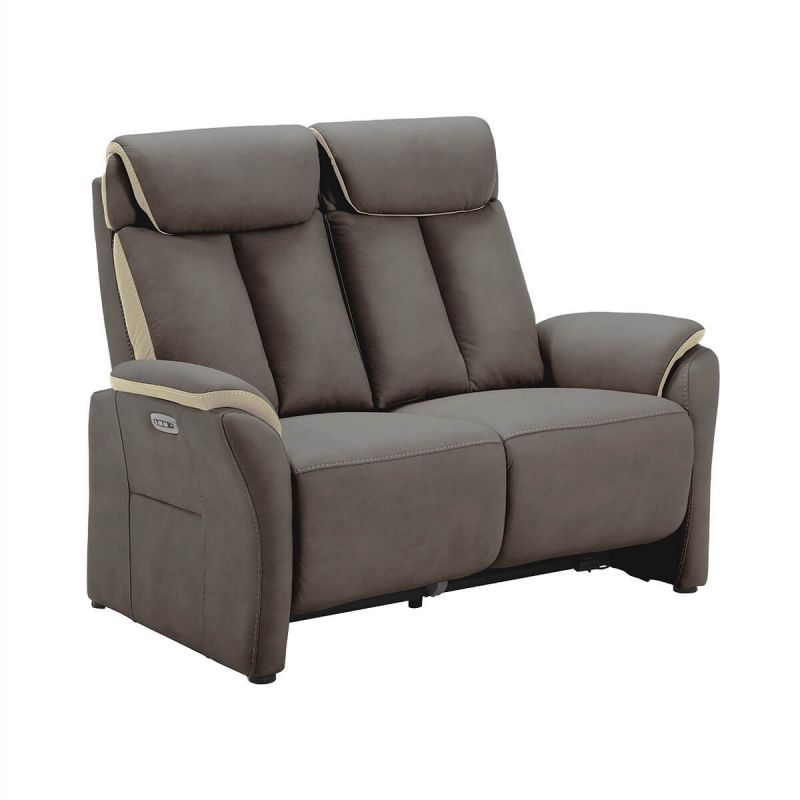 Canapé 2 places relax électrique New Nobuck gris foncé et beige - ODEON