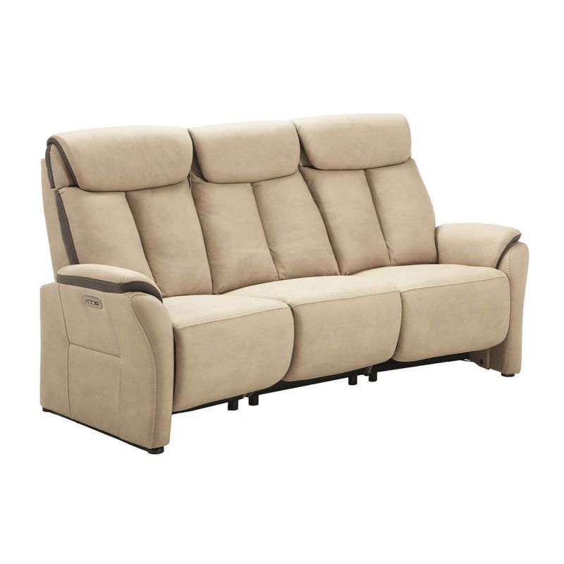 Canapé 3 places relax électrique New Nobuck beige et gris foncé - ODEON
