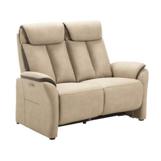 Canapé 2 places relax électrique New Nobuck beige et gris foncé - ODEON