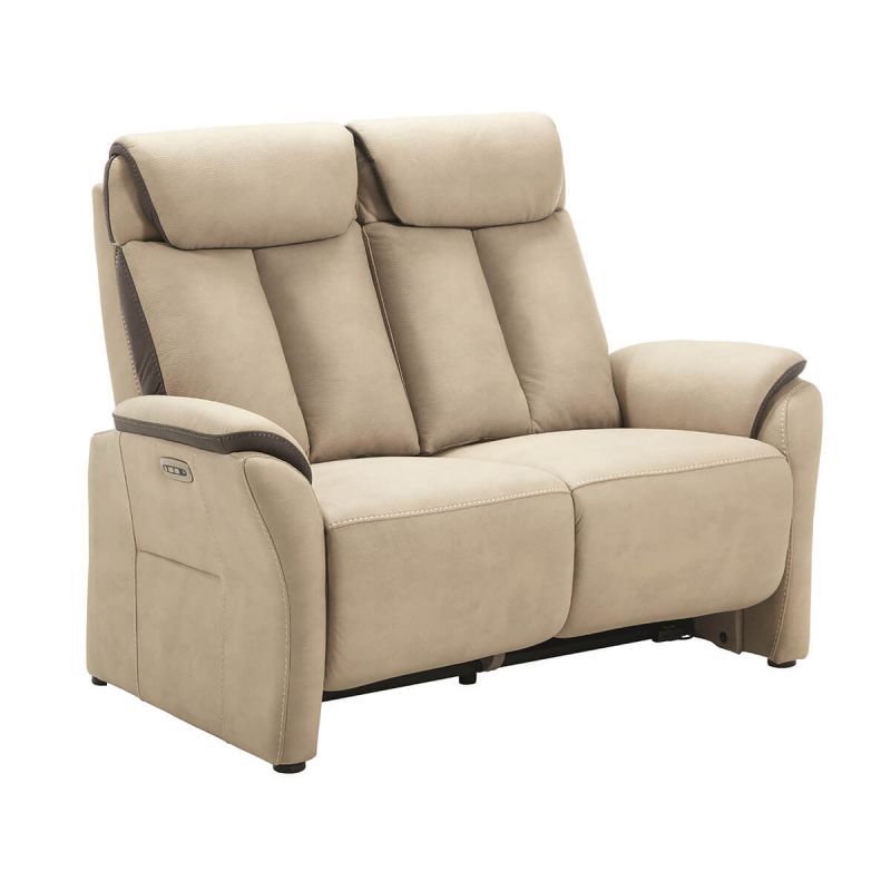 Canapé 2 places relax électrique New Nobuck beige et gris foncé - ODEON