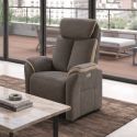 Fauteuil relax électrique New Nobuck gris foncé et beige - ODEON