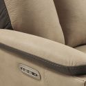 Fauteuil relax électrique New Nobuck beige et gris foncé - ODEON