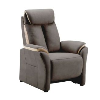 Fauteuil fixe New Nobuck beige et gris foncé - ODEON