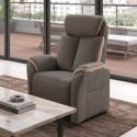 Fauteuil fixe New Nobuck beige et gris foncé - ODEON
