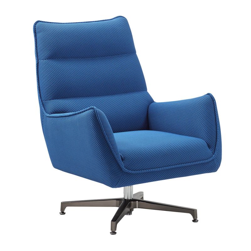 Fauteuil pivotant tissu maille mesh 3D bleu pied métal - RIVOLI