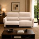 Ensemble Canapés 3P relax élec + 2P fixe tissu Waterproof beige - GARIOS