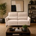 Ensemble Canapés 3P relax élec + 2P fixe tissu Waterproof beige - GARIOS