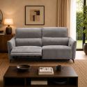 Ensemble Canapés 3P relax élec + 2P fixe tissu Waterproof gris - GARIOS