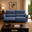Ensemble Canapés 3P relax élec + 2P fixe tissu Waterproof Bleu - GARIOS