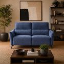 Ensemble Canapés 3P relax élec + 2P fixe tissu Waterproof Bleu - GARIOS