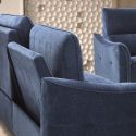 Ensemble Canapés 3P relax élec + 2P fixe tissu Waterproof Bleu - GARIOS