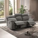 Ensemble Canapés 3P relax manuel + 2P fixe tissu Waterproof gris - BRIANA