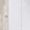 Armoire 4 portes avec miroir aspect béton et blanche - CHAYANE