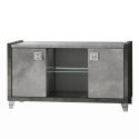 Meuble TV 2 Portes 105cm aspect béton ciré 2 tons éclairage Led - HAMPTON