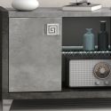 Meuble TV 2 Portes 105cm aspect béton ciré 2 tons éclairage Led - HAMPTON