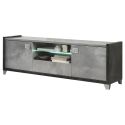 Meuble TV 2 Portes 160cm aspect béton ciré 2 tons éclairage Led - HAMPTON