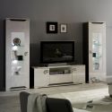 Vitrine 1 porte réversible + Led aspect ciment et anthracite - LIBECCIO