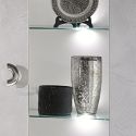 Vitrine 1 porte réversible + Led aspect ciment et anthracite - LIBECCIO