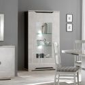 Vitrine 2 portes + Led aspect ciment et gris anthracite - LIBECCIO