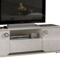 Meuble TV 2 portes 1 tiroir aspect ciment et gris anthracite - LIBECCIO