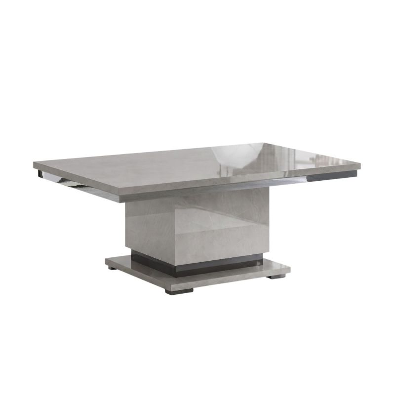 Table basse pied central aspect ciment et anthracite - LIBECCIO