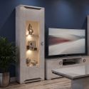 Vitrine 1 porte réversible + Led aspect ciment et anthracite - LIBECCIO