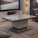 Table basse pied central aspect ciment et anthracite - LIBECCIO