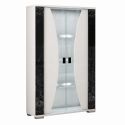 Vitrine 2 portes + Led blanche et aspect marbre noir - TAHOE